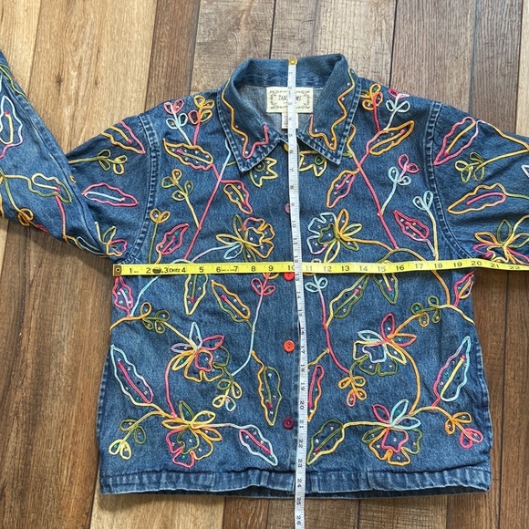 Tantrums Embroidered Floral Denim Jacket Vintage Size S - Picture 6 of 11